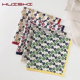 Silk Scarf Women Luxury Bandana Top Handkerchief For Hair Headscarf Flower Printed Women's Bag 100% Silk Bandanas Stole Scarves