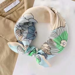 Silk Scarf Women Luxury Bandana Top Handkerchief For Hair Headscarf Flower Printed Women's Bag 100% Silk Bandanas Stole Scarves