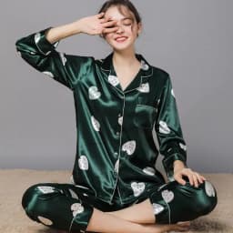 Women 2 Pieces Mulberry Silk Pajama Set Long Sleeve Top & Pants Ice Silk Loungewear Luxury Sleepwear Spring Autumn Casual Home C
