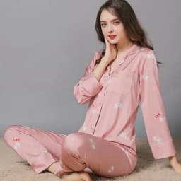 Women 2 Pieces Mulberry Silk Pajama Set Long Sleeve Top & Pants Ice Silk Loungewear Luxury Sleepwear Spring Autumn Casual Home C