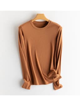 SuyaDream, Women Bottoming T Shirt, Silk Viscose Blend, Long Sleeves, Solid Basic Thermal  Shirt, 2024 Autumn Winter Top
