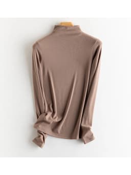 SuyaDream, Women Bottoming T Shirt, Silk Viscose Blend, Long Sleeves, Solid Basic Thermal  Shirt, 2024 Autumn Winter Top