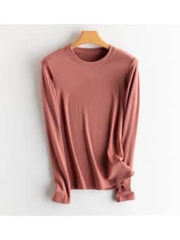 SuyaDream, Women Bottoming T Shirt, Silk Viscose Blend, Long Sleeves, Solid Basic Thermal  Shirt, 2024 Autumn Winter Top