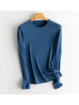 SuyaDream, Women Bottoming T Shirt, Silk Viscose Blend, Long Sleeves, Solid Basic Thermal  Shirt, 2024 Autumn Winter Top