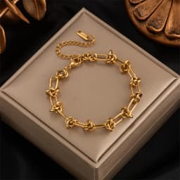 DIEYURO 316L Stainless Steel Gold Silver Color Twist Knot Necklace Bracelets For Womens Girl New Fashion Non-fading Jewelry Set