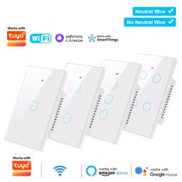 Wifi+Bluetooth Touch Light Switch No Neutral Wire &Neutral Wire US Touch Panel Wall Switches Works with Tuya Smart Life App 1pc