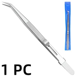 Professional Stainless Steel Tweezers Adjustable with Buckle Slide Lock Antistatic for Diamond Gem Jewelry Making Precision Tool