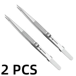 Professional Stainless Steel Tweezers Adjustable with Buckle Slide Lock Antistatic for Diamond Gem Jewelry Making Precision Tool