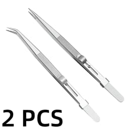 Professional Stainless Steel Tweezers Adjustable with Buckle Slide Lock Antistatic for Diamond Gem Jewelry Making Precision Tool