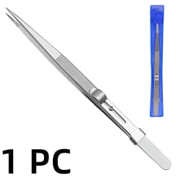 Professional Stainless Steel Tweezers Adjustable with Buckle Slide Lock Antistatic for Diamond Gem Jewelry Making Precision Tool