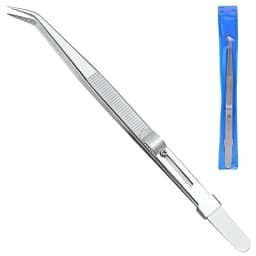 Professional Stainless Steel Tweezers Adjustable with Buckle Slide Lock Antistatic for Diamond Gem Jewelry Making Precision Tool
