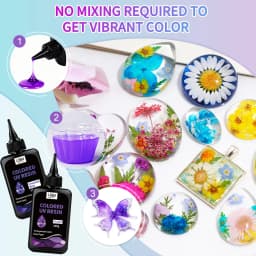 UV Resin, 12-Color Transparent UV Resin, Odorless Low-Shrinkage UV Colored Resin, Vibrant Colors, UV Resin Crafting Kit