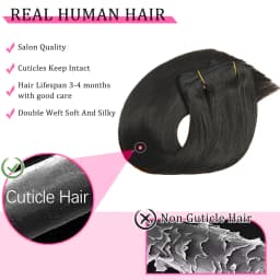 Clip-in Hair Extensions Straight Real Human Hair Seamless 120g Natural Black Human Clip-In Extensions Invisible Straight 8Pcs