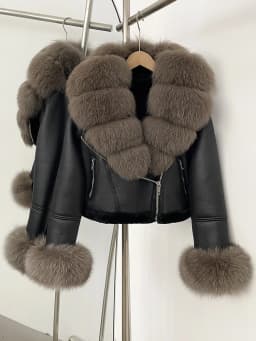 OFTBUY Short Faux Leather Fake Fur Inner Jacket Female New Winter Real Fox Fur Collar and Cuffs Clothes Women Thick Warm Coat