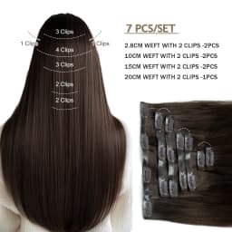 Invisible PU Weft Clip In Extension Human Hair Injected Clip in Hair Weft Machine Remy 12"-24" 7Pcs Silk Straight Clip On Hairs