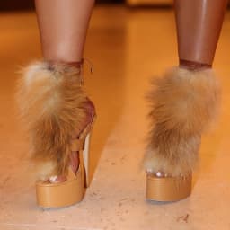 2026 Lady Design Summer Criss-Cross Strappy Fur Sandals Women'S Open-Toe Stiletto Platform High Heels Sexy Dress Heels