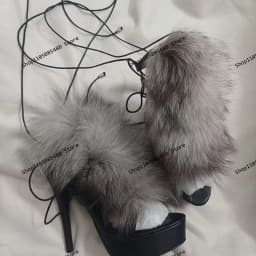 2026 Lady Design Summer Criss-Cross Strappy Fur Sandals Women'S Open-Toe Stiletto Platform High Heels Sexy Dress Heels