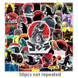 50PCS Godzilla DIY Cartoon Stickers Phone Trunk Refrigerator Waterproof Anime Stickers Anime Figure Toys Sticker Gift