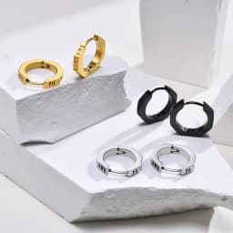 North Viking Hoop Earrings for men Stainless steel Octagon Runes Round Earrings Talisman Stylish Jewelry Viking Gifts for Male