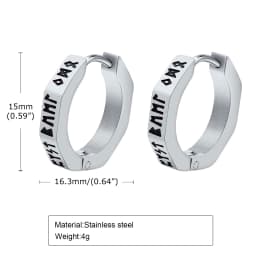 North Viking Hoop Earrings for men Stainless steel Octagon Runes Round Earrings Talisman Stylish Jewelry Viking Gifts for Male