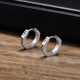 North Viking Hoop Earrings for men Stainless steel Octagon Runes Round Earrings Talisman Stylish Jewelry Viking Gifts for Male