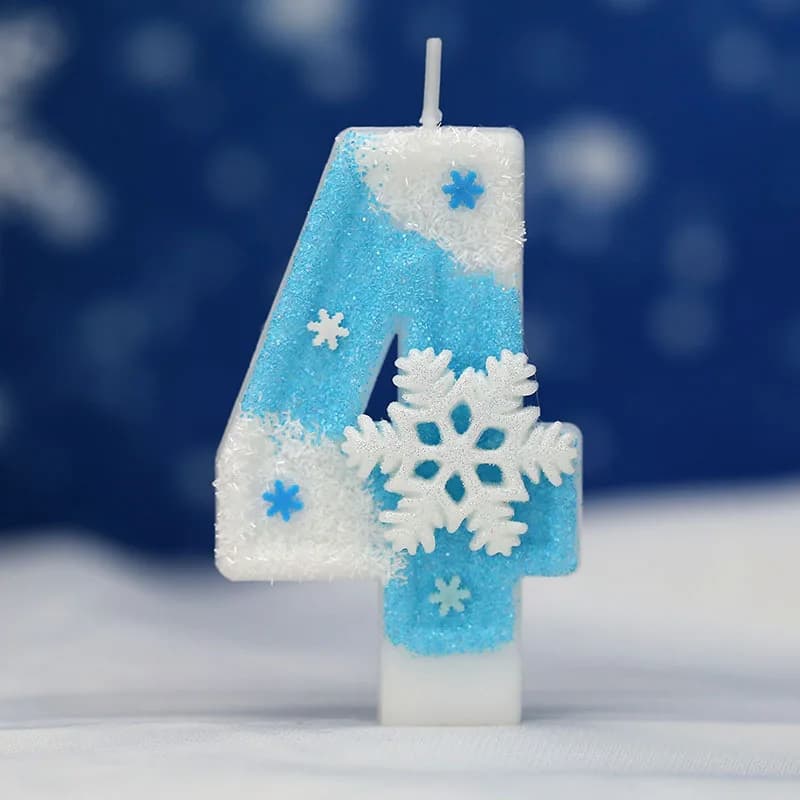 Frozen Birthday Candles 0-9 Number Glitter Blue Snowflake Cake Candle Kids Girls Birthday Party Cake Topper Decoration Supplies