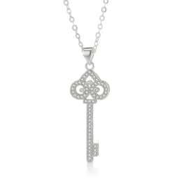 Juya 18K Gold Plated Cubic Zirconia Floating Flower Key Pendant Necklace Handmade Women Chocker Necklace Birthday Gift Jewerlry