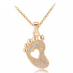 Juya 18K Gold Plated Cubic Zirconia Floating Flower Key Pendant Necklace Handmade Women Chocker Necklace Birthday Gift Jewerlry
