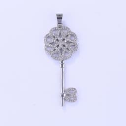 Juya 18K Gold Plated Cubic Zirconia Floating Flower Key Pendant Necklace Handmade Women Chocker Necklace Birthday Gift Jewerlry