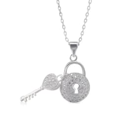 Juya 18K Gold Plated Cubic Zirconia Floating Flower Key Pendant Necklace Handmade Women Chocker Necklace Birthday Gift Jewerlry