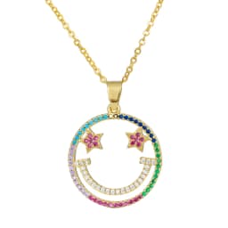 Juya 18K Gold Plated Cubic Zirconia Floating Flower Key Pendant Necklace Handmade Women Chocker Necklace Birthday Gift Jewerlry