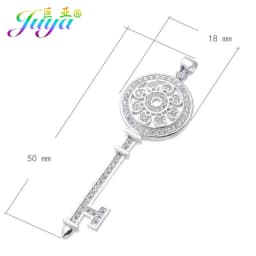 Juya 18K Gold Plated Cubic Zirconia Floating Flower Key Pendant Necklace Handmade Women Chocker Necklace Birthday Gift Jewerlry