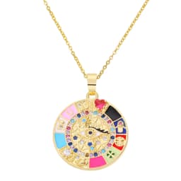 Juya 18K Gold Plated Cubic Zirconia Floating Flower Key Pendant Necklace Handmade Women Chocker Necklace Birthday Gift Jewerlry