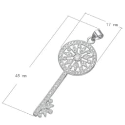 Juya 18K Gold Plated Cubic Zirconia Floating Flower Key Pendant Necklace Handmade Women Chocker Necklace Birthday Gift Jewerlry