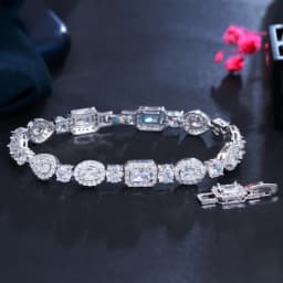 CWWZircons Luxury Geometric African Cubic Zirconia Bridal Wedding Engagement Bracelet for Women Silver Color Party Jewelry S0173