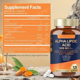 Alpha Lipoic Acid 6-in-1 Formula 1000mg,Antioxidant,Immunity,Energy Support,with Turmeric,Selenium,Vitamin C, E & B12,120 Count