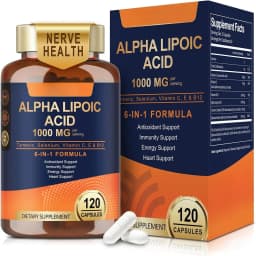 Alpha Lipoic Acid 6-in-1 Formula 1000mg,Antioxidant,Immunity,Energy Support,with Turmeric,Selenium,Vitamin C, E & B12,120 Count