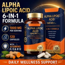 Alpha Lipoic Acid 6-in-1 Formula 1000mg,Antioxidant,Immunity,Energy Support,with Turmeric,Selenium,Vitamin C, E & B12,120 Count