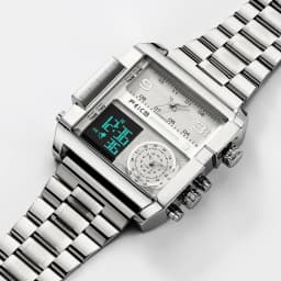 FEICE Men's Watch Large Dial Waterproof Wristwatch Business Quartz Square Multifunction Stainless Steel Strap Waterproof FK030