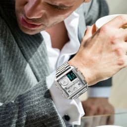 FEICE Men's Watch Large Dial Waterproof Wristwatch Business Quartz Square Multifunction Stainless Steel Strap Waterproof FK030