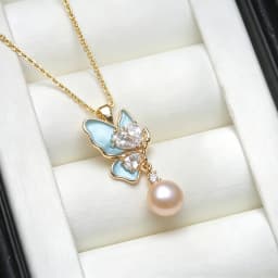 Blue Real Natural Freshwater Pearl Pendant Woman,White Cultured 925 Silver Pearl Pendant Wife Mother Engagement Gift Pink Black