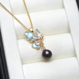 Blue Real Natural Freshwater Pearl Pendant Woman,White Cultured 925 Silver Pearl Pendant Wife Mother Engagement Gift Pink Black