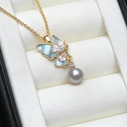 Blue Real Natural Freshwater Pearl Pendant Woman,White Cultured 925 Silver Pearl Pendant Wife Mother Engagement Gift Pink Black