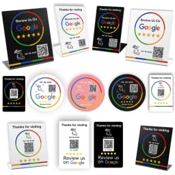 NFC Stand 215 Programmable QR Code TAP Google Review Acrylic Stickers Card NFC Station Table 13.56Mhz Waterproof NFC Review Card