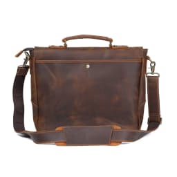 S.WORKER Vintage Genuine Leather Men's Briefcase 14” Laptop Messenger Bag Crazy Horse Cowhide Casual Shoulder Bag Handbags