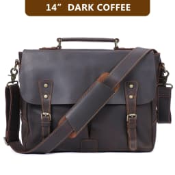 S.WORKER Vintage Genuine Leather Men's Briefcase 14” Laptop Messenger Bag Crazy Horse Cowhide Casual Shoulder Bag Handbags