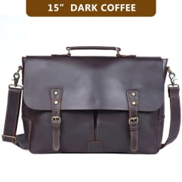 S.WORKER Vintage Genuine Leather Men's Briefcase 14” Laptop Messenger Bag Crazy Horse Cowhide Casual Shoulder Bag Handbags