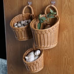 Wall-mounted Vegetable Basket Fruit and Sundry Basket Natural Wicker Weave Storage Basket Kitchen Storage Home Decoration