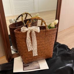 Women Woven Beach Straw Handbag Casual Handmade Hollow Out Rattan Shoulder Bags Youth Ladies Bohemia Summer Travel Beach Totes