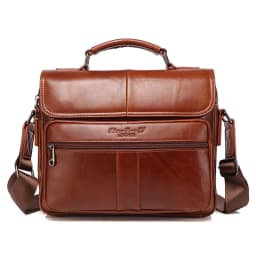 New men's genuine leather briefcase retro style cowhide crossbody bag large-capacity shoulder bag multi-functional handbag
